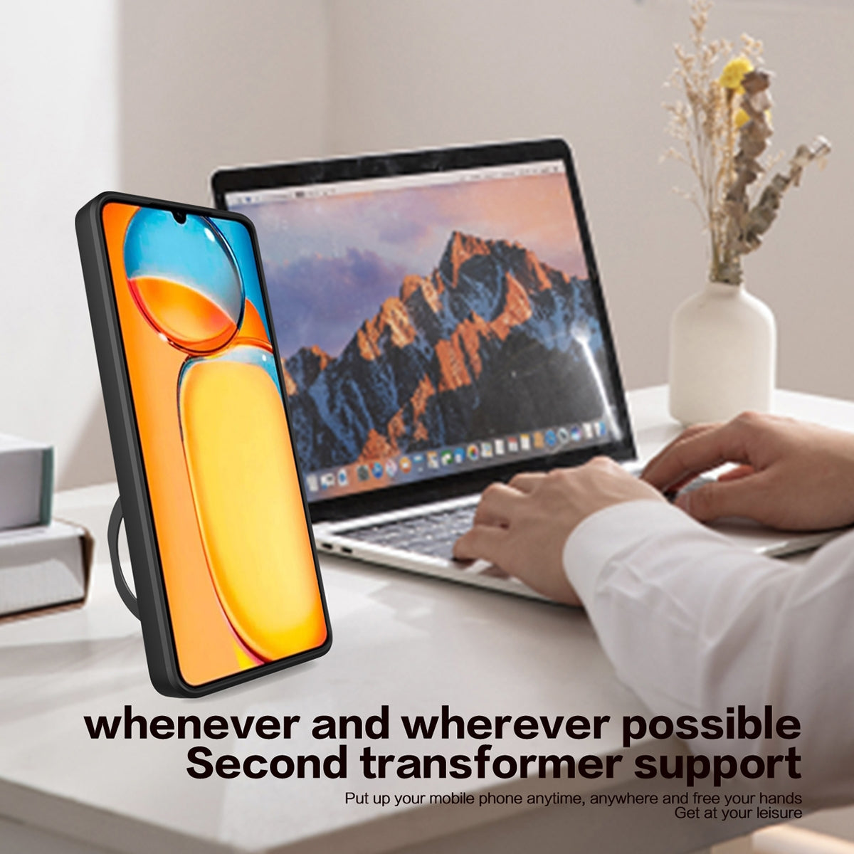 Xiaomi Redmi 13C 4G Magnetic Holder CD Texture Sliding Camshield Phone Case, TPU PC Shockproof Cover