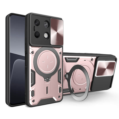 Xiaomi Redmi Note 13 5G Magnetic Holder CD Texture Sliding Camshield Phone Case, TPU PC Shockproof Cover