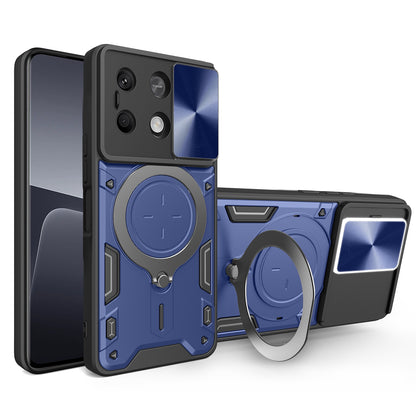 Xiaomi Redmi Note 13 5G Magnetic Holder CD Texture Sliding Camshield Phone Case, TPU PC Shockproof Cover