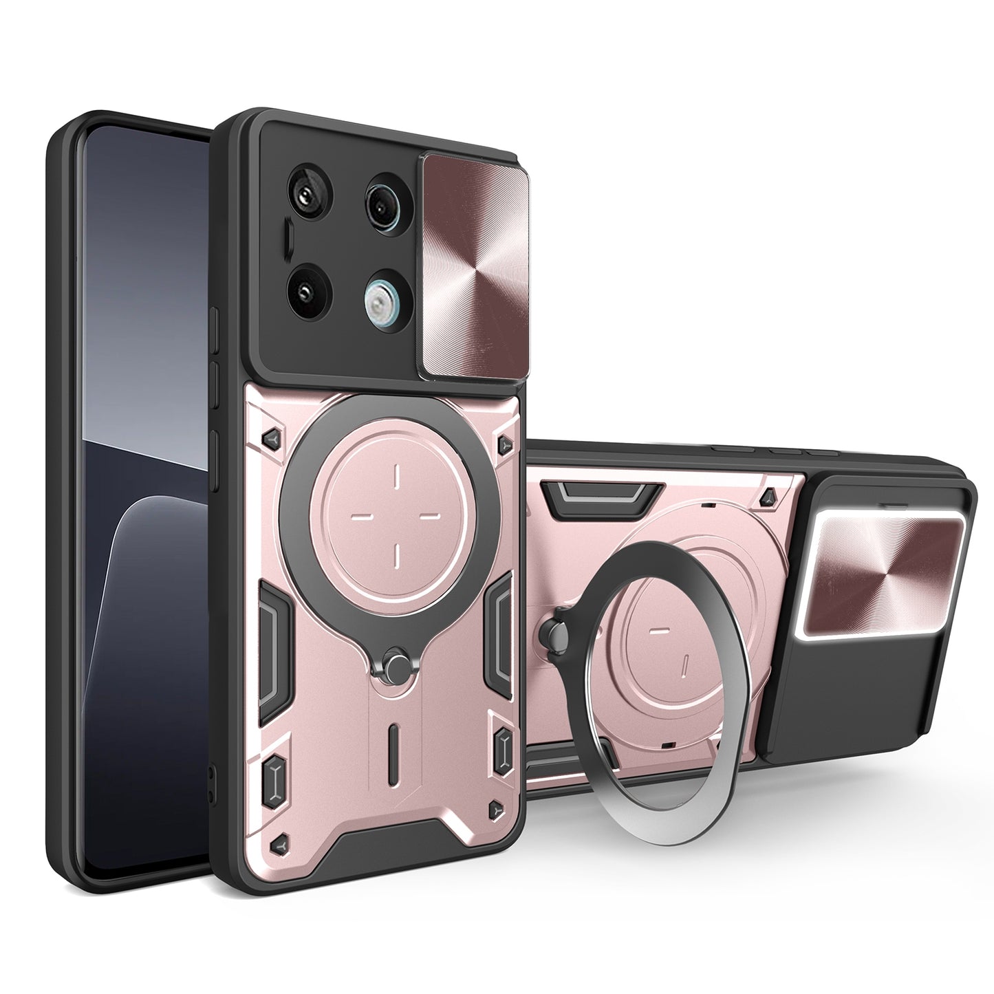 Xiaomi Redmi Note 13 Pro 5G Magnetic Holder CD Texture Sliding Camshield Phone Case, TPU PC Shockproof Cover