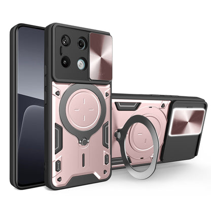 Xiaomi Redmi Note 13 Pro 5G Magnetic Holder CD Texture Sliding Camshield Phone Case, TPU PC Shockproof Cover