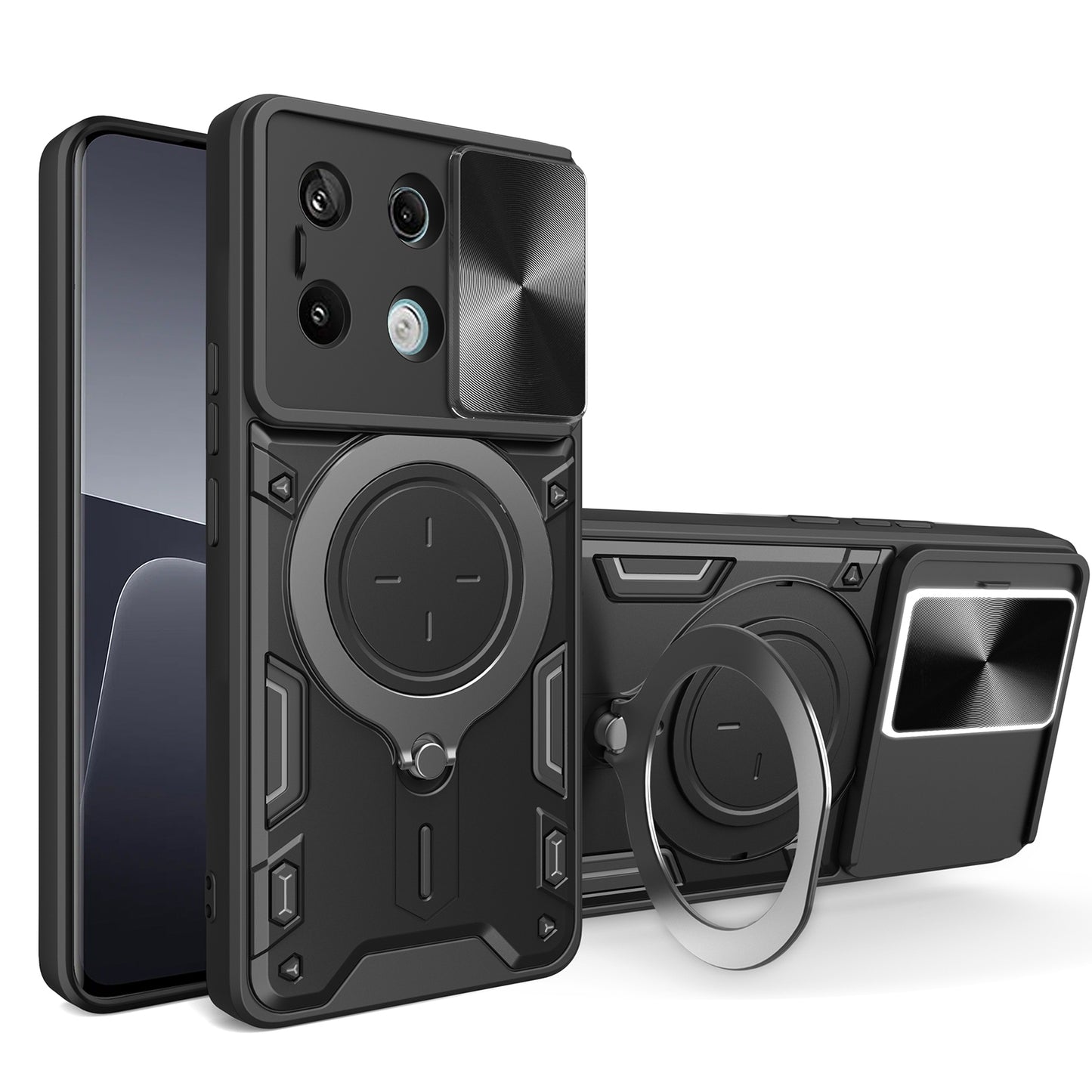 Xiaomi Redmi Note 13 Pro 5G Magnetic Holder CD Texture Sliding Camshield Phone Case, TPU PC Shockproof Cover