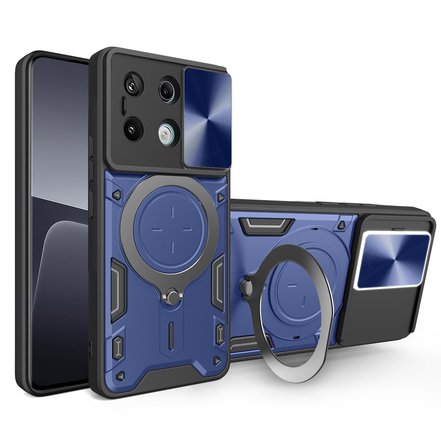Xiaomi Redmi Note 13 Pro 5G Magnetic Holder CD Texture Sliding Camshield Phone Case, TPU PC Shockproof Cover