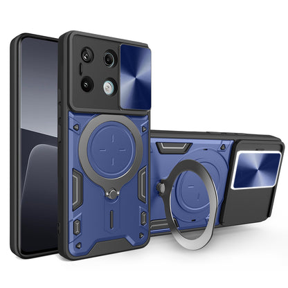 Xiaomi Redmi Note 13 Pro 5G Magnetic Holder CD Texture Sliding Camshield Phone Case, TPU PC Shockproof Cover
