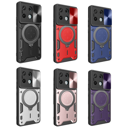 Xiaomi Redmi Note 13 Pro 5G Magnetic Holder CD Texture Sliding Camshield Phone Case, TPU PC Shockproof Cover