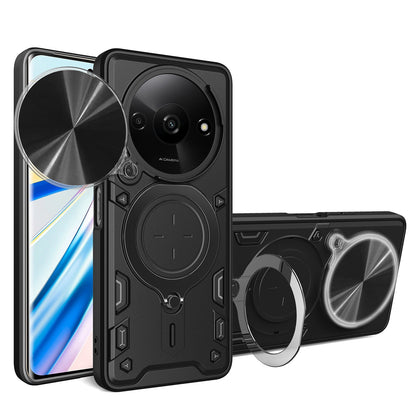 Xiaomi Redmi A3 Magnetic Holder CD Texture Sliding Camshield Phone Case, TPU PC Shockproof Cover