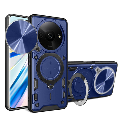 Xiaomi Redmi A3 Magnetic Holder CD Texture Sliding Camshield Phone Case, TPU PC Shockproof Cover