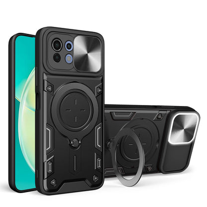 Xiaomi Mi 11 Lite 5G Magnetic Holder CD Texture Sliding Camshield Phone Case, TPU PC Shockproof Cover