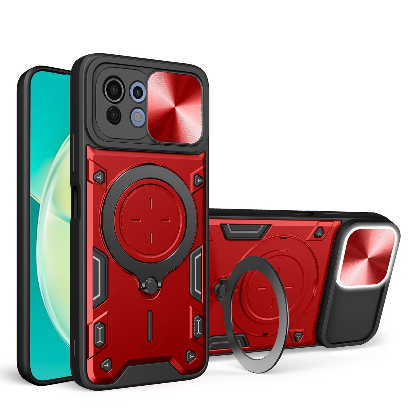 Xiaomi Mi 11 Lite 4G Magnetic Holder CD Texture Sliding Camshield Phone Case, TPU PC Shockproof Cover