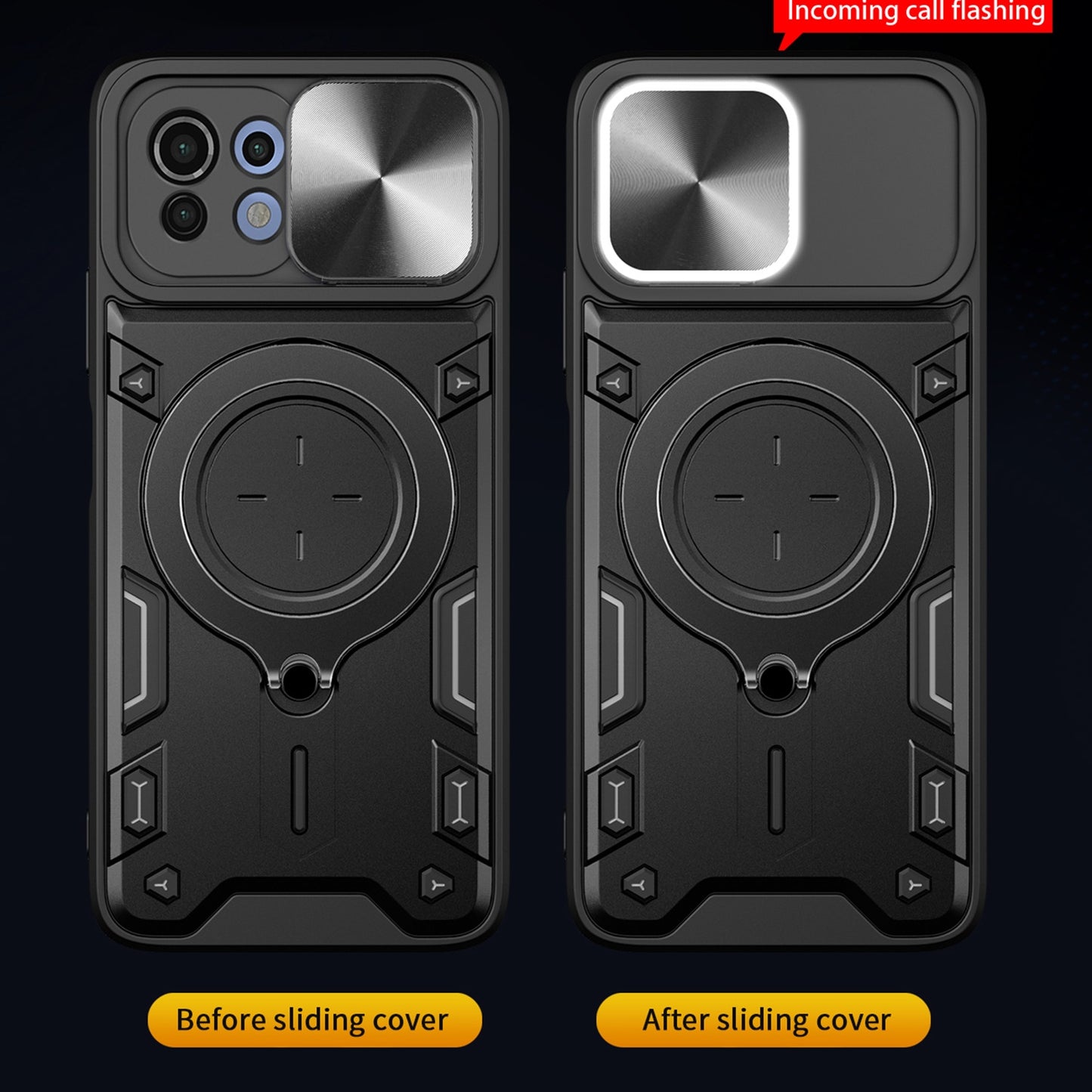 Xiaomi Mi 11 Lite 4G Magnetic Holder CD Texture Sliding Camshield Phone Case, TPU PC Shockproof Cover