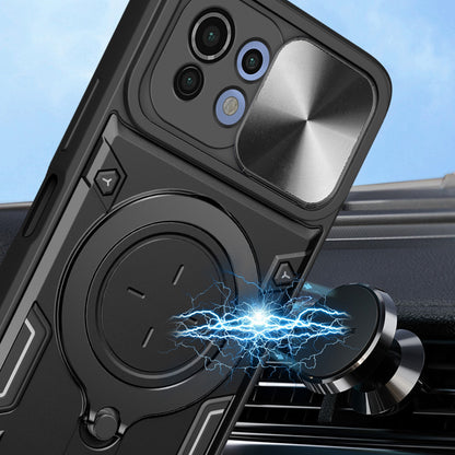 Xiaomi Mi 11 Lite 4G Magnetic Holder CD Texture Sliding Camshield Phone Case, TPU PC Shockproof Cover