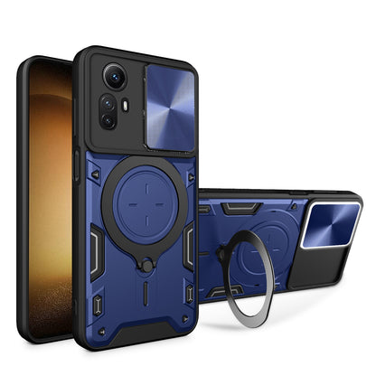 Xiaomi Redmi Note 12S 4G Magnetic Holder CD Texture Sliding Camshield Phone Case, TPU PC Shockproof Cover