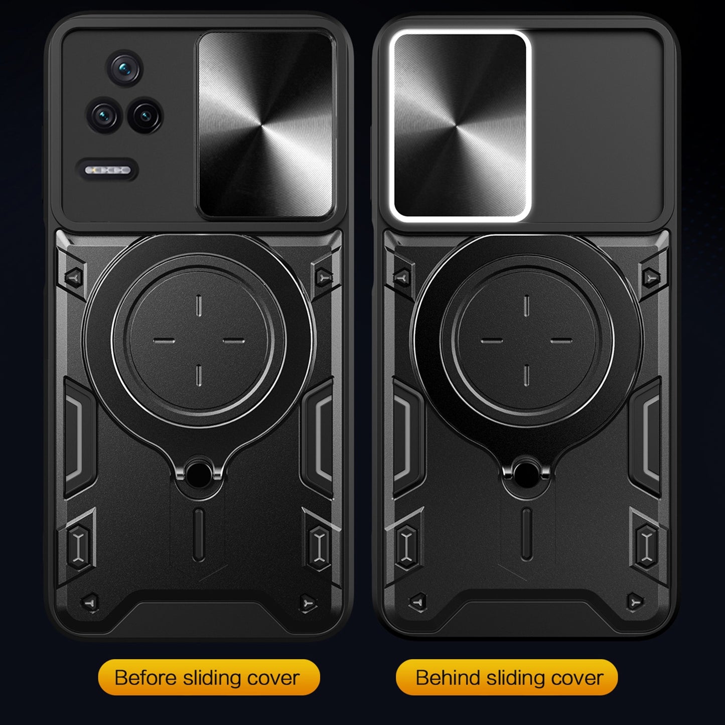 Xiaomi Redmi K40S Magnetic Holder CD Texture Sliding Camshield Phone Case, TPU PC Shockproof Cover