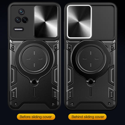 Xiaomi Redmi K40S Magnetic Holder CD Texture Sliding Camshield Phone Case, TPU PC Shockproof Cover