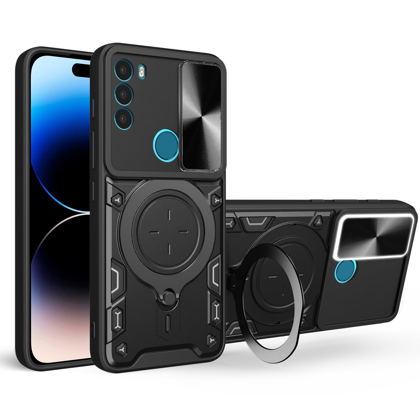 Motorola Moto G71 5G Magnetic Holder CD Texture Sliding Camshield Phone Case, TPU PC Shockproof Cover