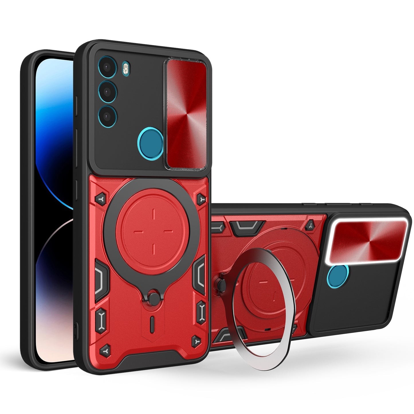 Motorola Moto G71 5G Magnetic Holder CD Texture Sliding Camshield Phone Case, TPU PC Shockproof Cover