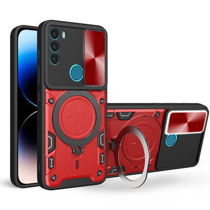 Motorola Moto G71 5G Magnetic Holder CD Texture Sliding Camshield Phone Case, TPU PC Shockproof Cover