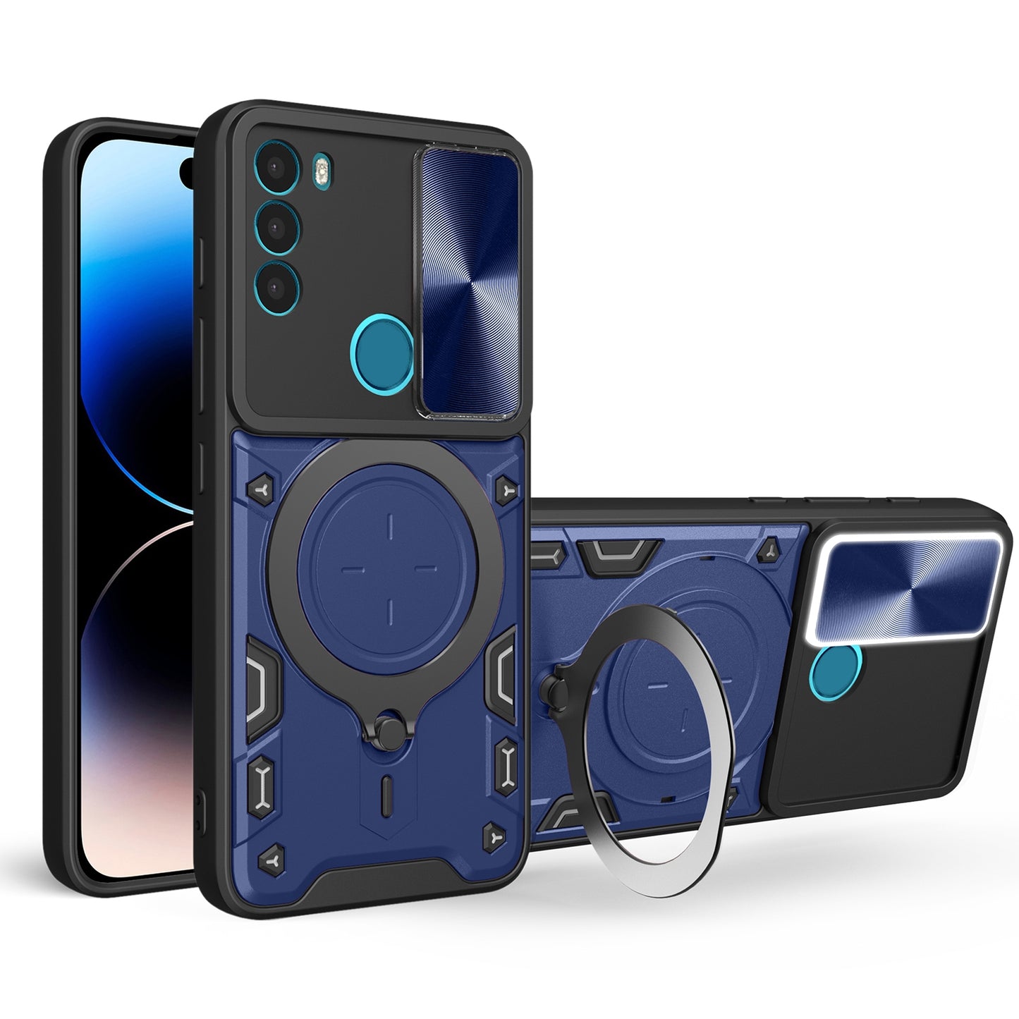 Motorola Moto G71 5G Magnetic Holder CD Texture Sliding Camshield Phone Case, TPU PC Shockproof Cover