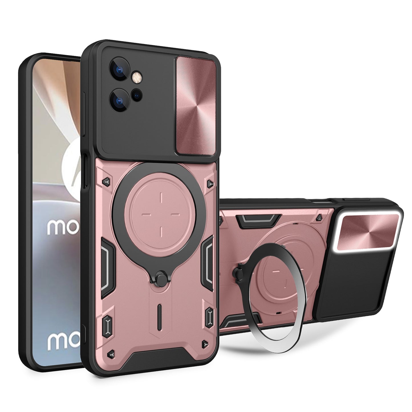 Motorola Moto G32 Magnetic Holder CD Texture Sliding Camshield Phone Case, TPU PC Shockproof Cover