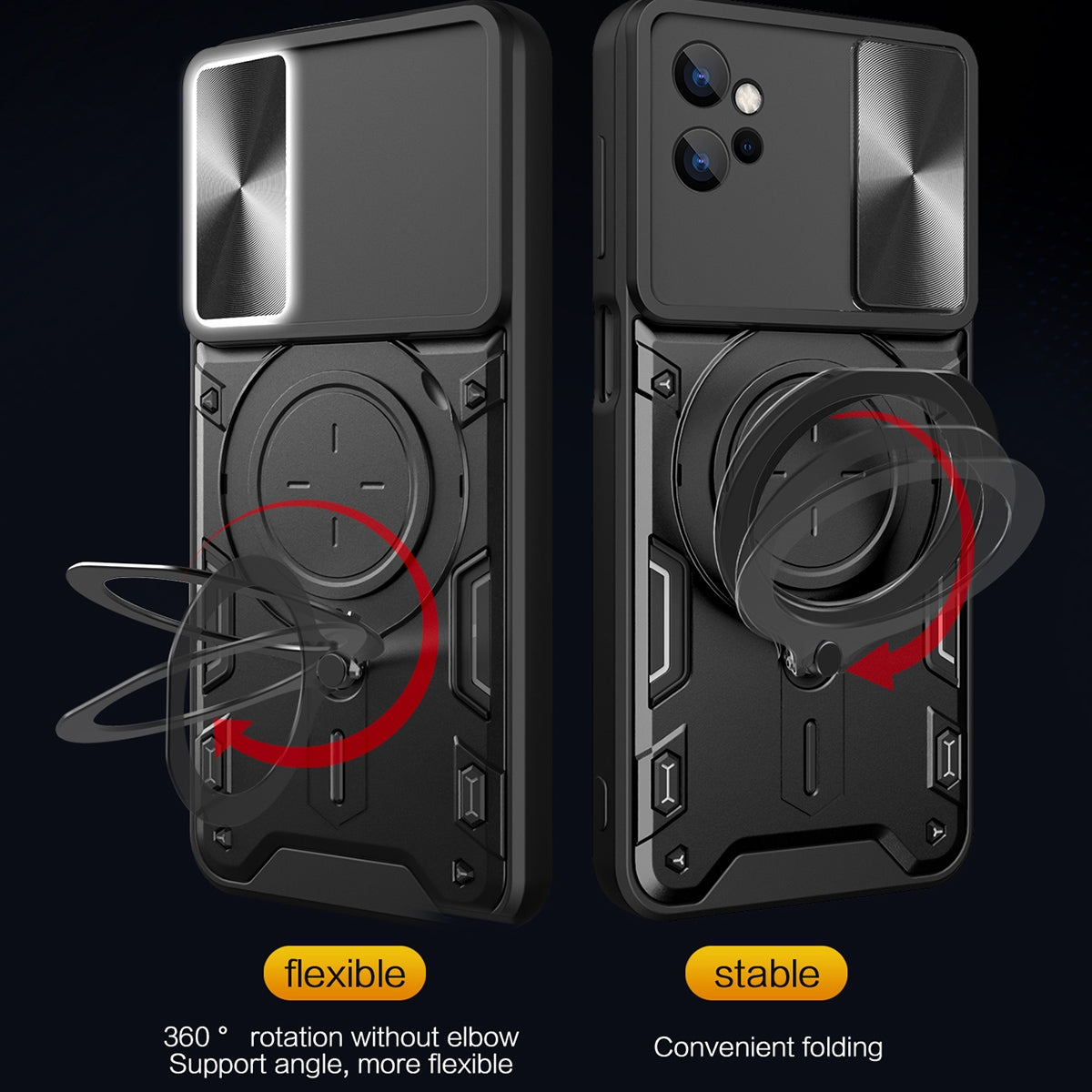 Motorola Moto G32 Magnetic Holder CD Texture Sliding Camshield Phone Case, TPU PC Shockproof Cover