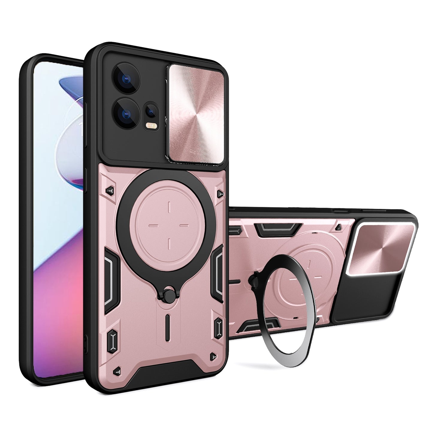 Motorola Edge 30 Fusion Magnetic Holder CD Texture Sliding Camshield Phone Case, TPU PC Shockproof Cover