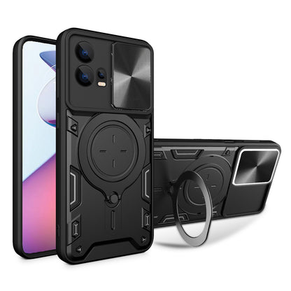 Motorola Edge 30 Fusion Magnetic Holder CD Texture Sliding Camshield Phone Case, TPU PC Shockproof Cover