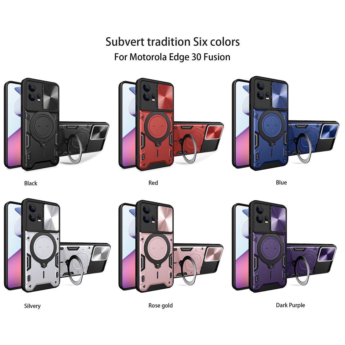 Motorola Edge 30 Fusion Magnetic Holder CD Texture Sliding Camshield Phone Case, TPU PC Shockproof Cover