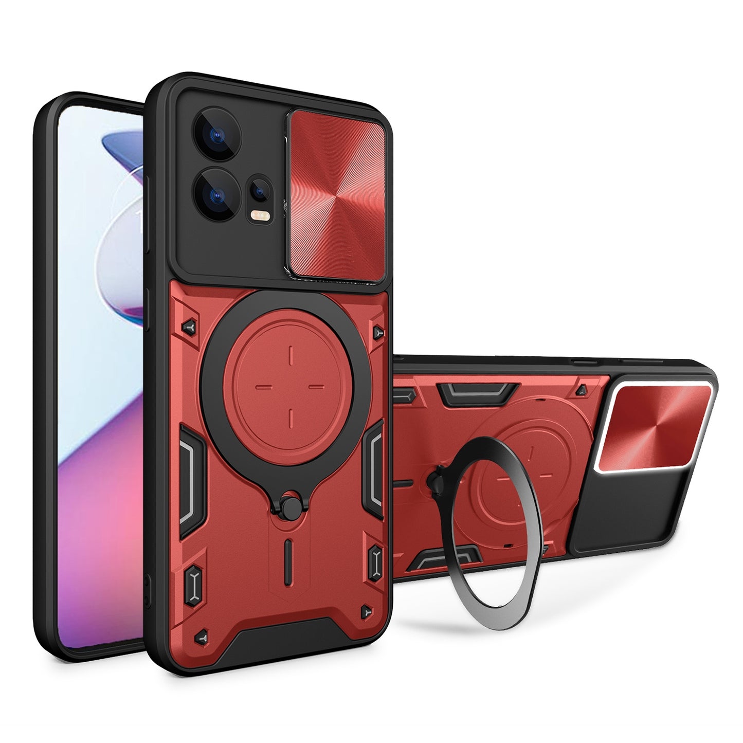 Motorola Edge 30 Fusion Magnetic Holder CD Texture Sliding Camshield Phone Case, TPU PC Shockproof Cover