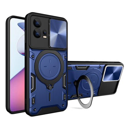 Motorola Edge 30 Fusion Magnetic Holder CD Texture Sliding Camshield Phone Case, TPU PC Shockproof Cover