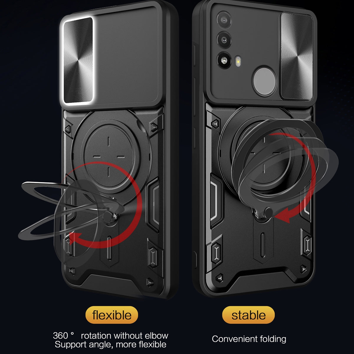 Motorola Moto E30 Magnetic Holder CD Texture Sliding Camshield Phone Case, TPU PC Shockproof Cover