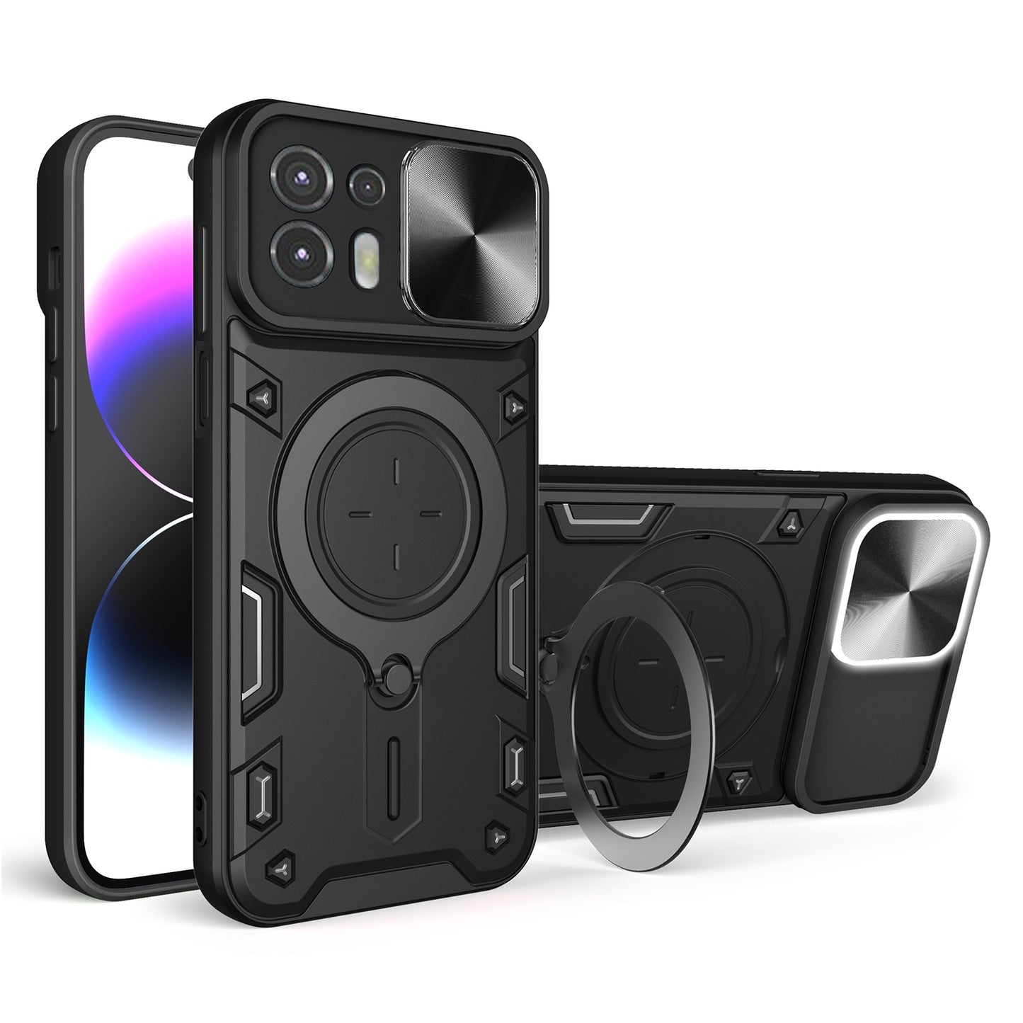 Motorola Edge 20 Lite Magnetic Holder CD Texture Sliding Camshield Phone Case, TPU PC Shockproof Cover