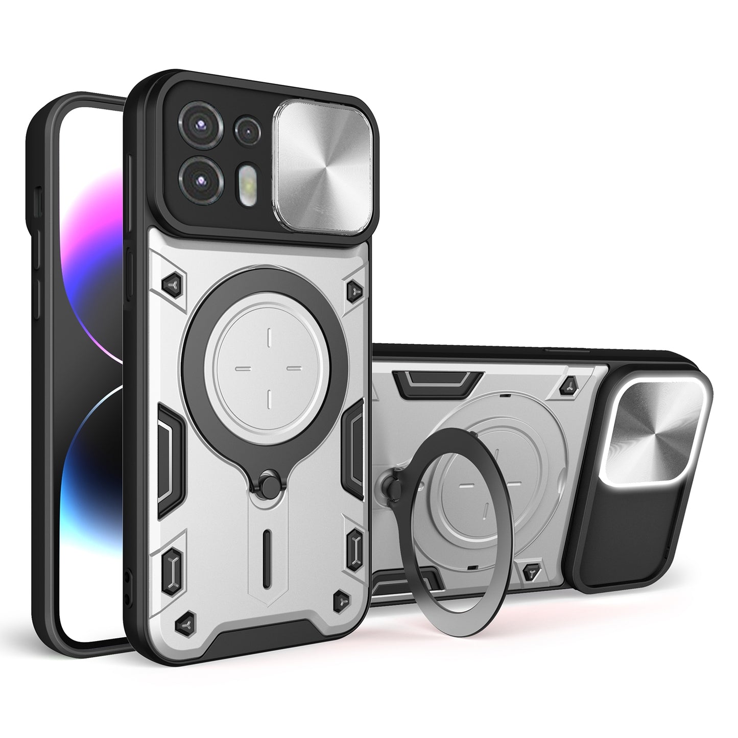 Motorola Edge 20 Lite Magnetic Holder CD Texture Sliding Camshield Phone Case, TPU PC Shockproof Cover