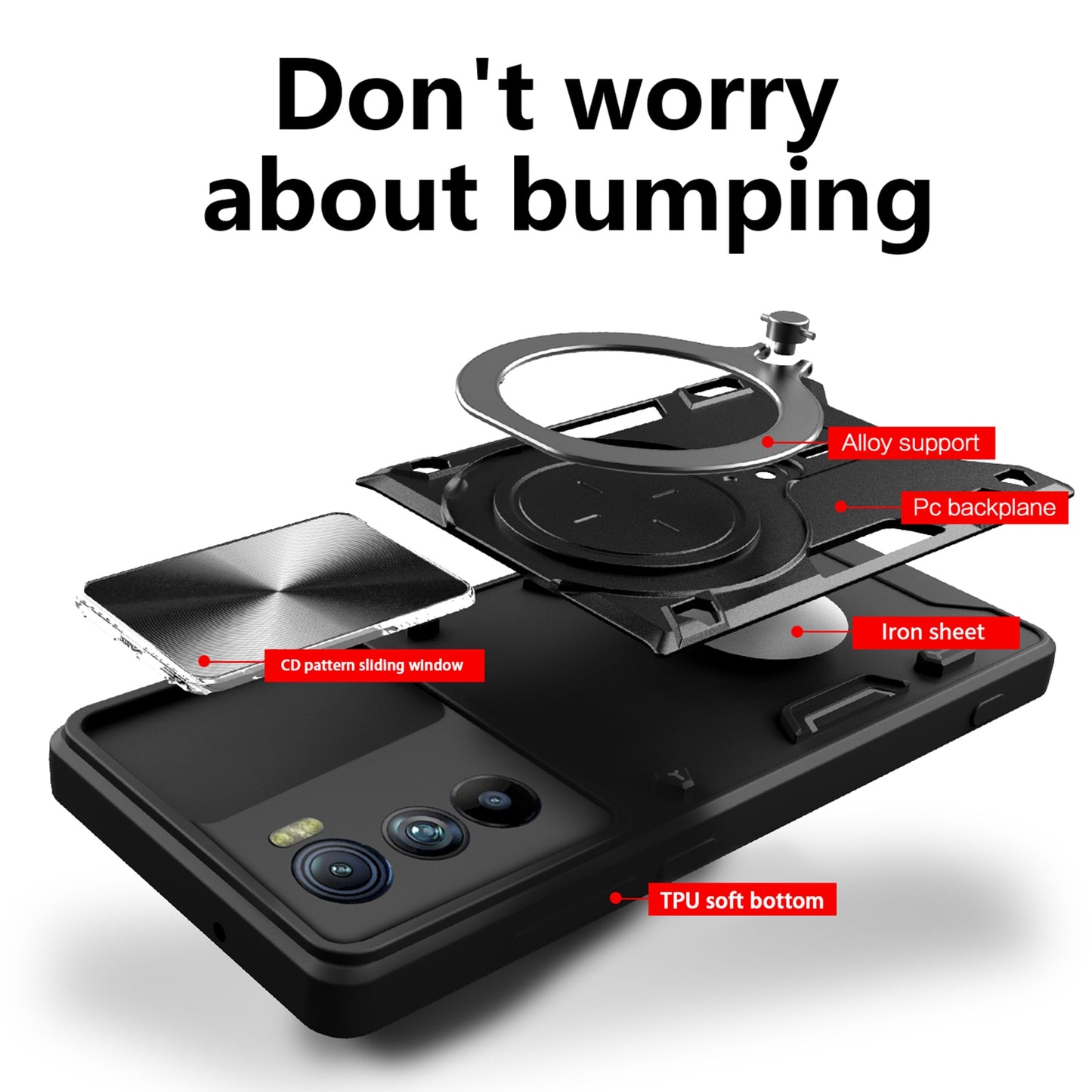 Motorola Edge 30 Magnetic Holder CD Texture Sliding Camshield Phone Case, TPU PC Shockproof Cover