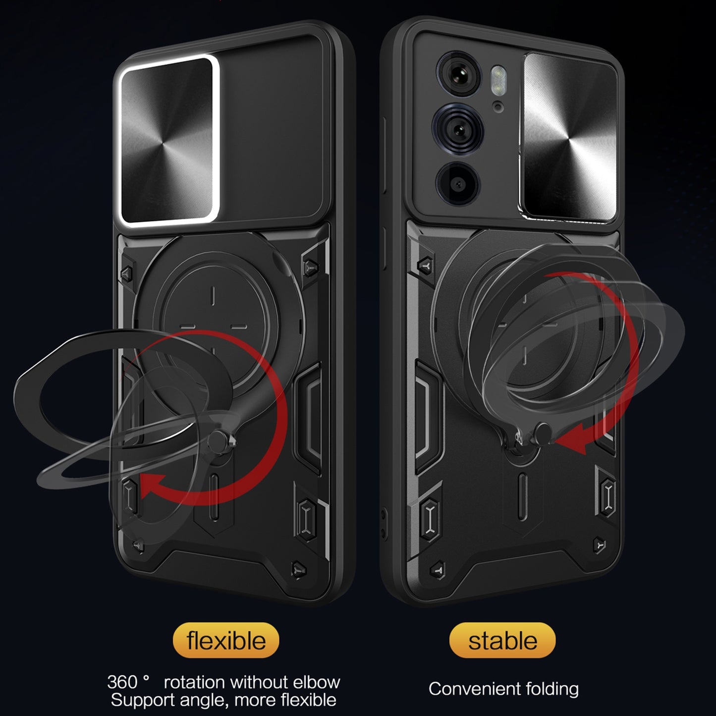 Motorola Edge 30 Pro Magnetic Holder CD Texture Sliding Camshield Phone Case, TPU PC Shockproof Cover
