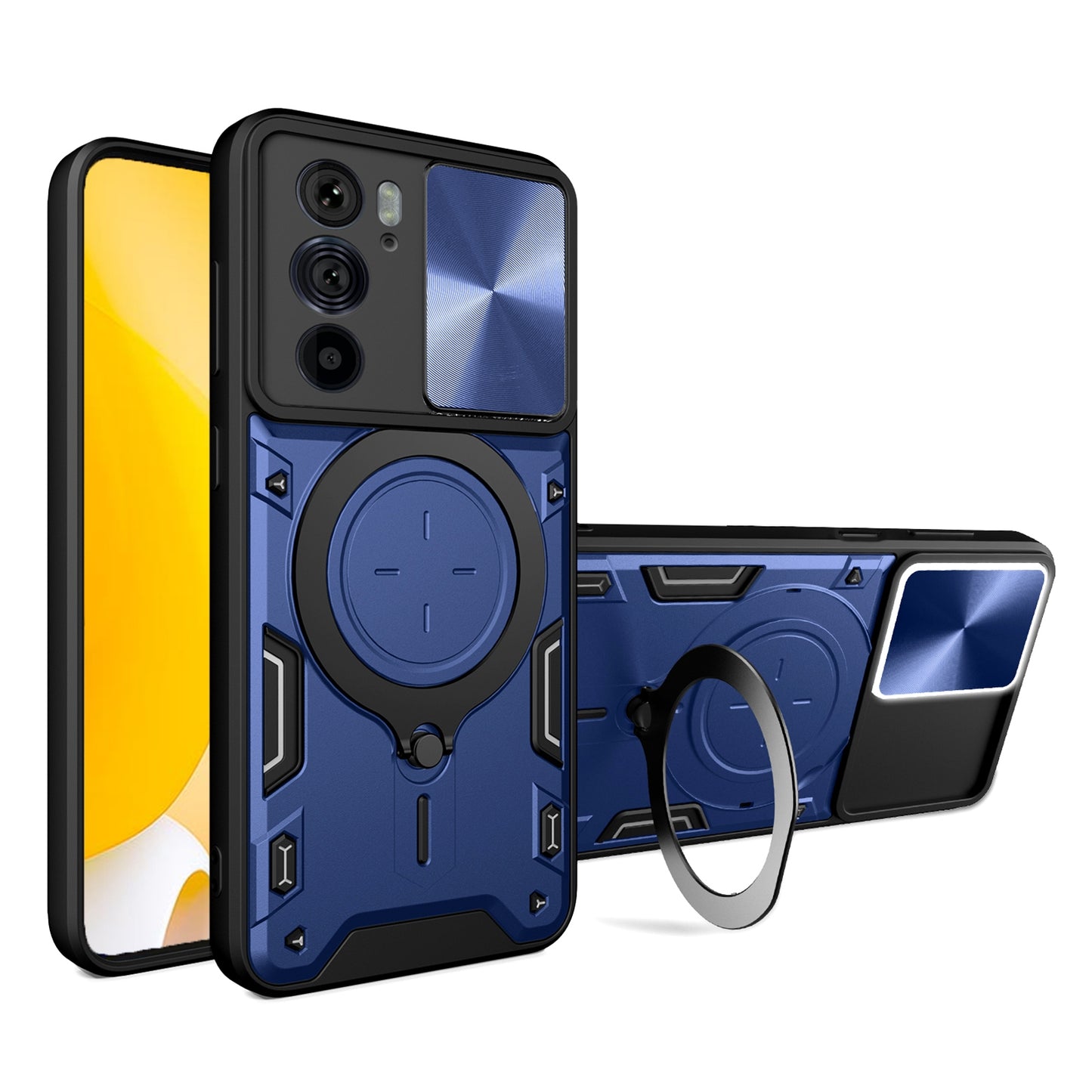 Motorola Edge 30 Pro Magnetic Holder CD Texture Sliding Camshield Phone Case, TPU PC Shockproof Cover