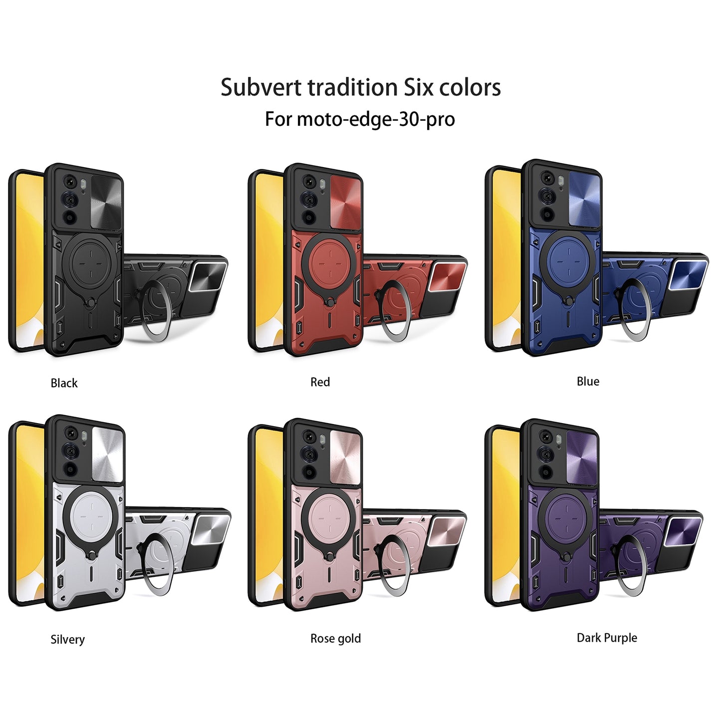 Motorola Edge 30 Pro Magnetic Holder CD Texture Sliding Camshield Phone Case, TPU PC Shockproof Cover
