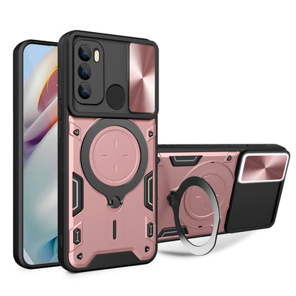 Motorola Moto G60 Magnetic Holder CD Texture Sliding Camshield Phone Case, TPU PC Shockproof Cover