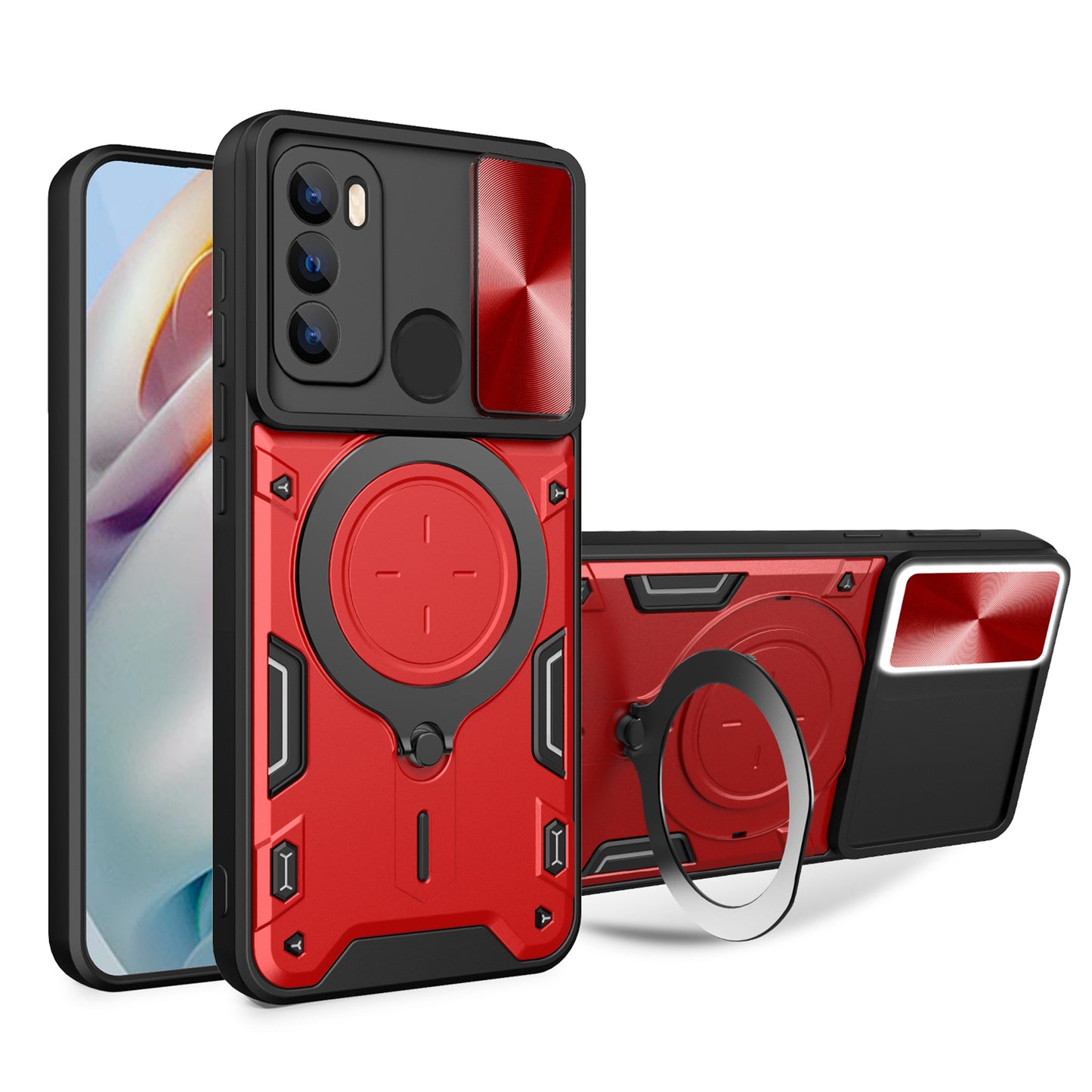 Motorola Moto G60 Magnetic Holder CD Texture Sliding Camshield Phone Case, TPU PC Shockproof Cover