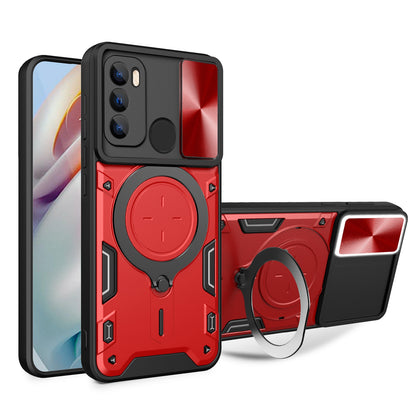 Motorola Moto G60 Magnetic Holder CD Texture Sliding Camshield Phone Case, TPU PC Shockproof Cover