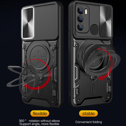 Motorola Moto G60 Magnetic Holder CD Texture Sliding Camshield Phone Case, TPU PC Shockproof Cover
