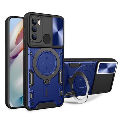 Motorola Moto G60 Magnetic Holder CD Texture Sliding Camshield Phone Case, TPU PC Shockproof Cover