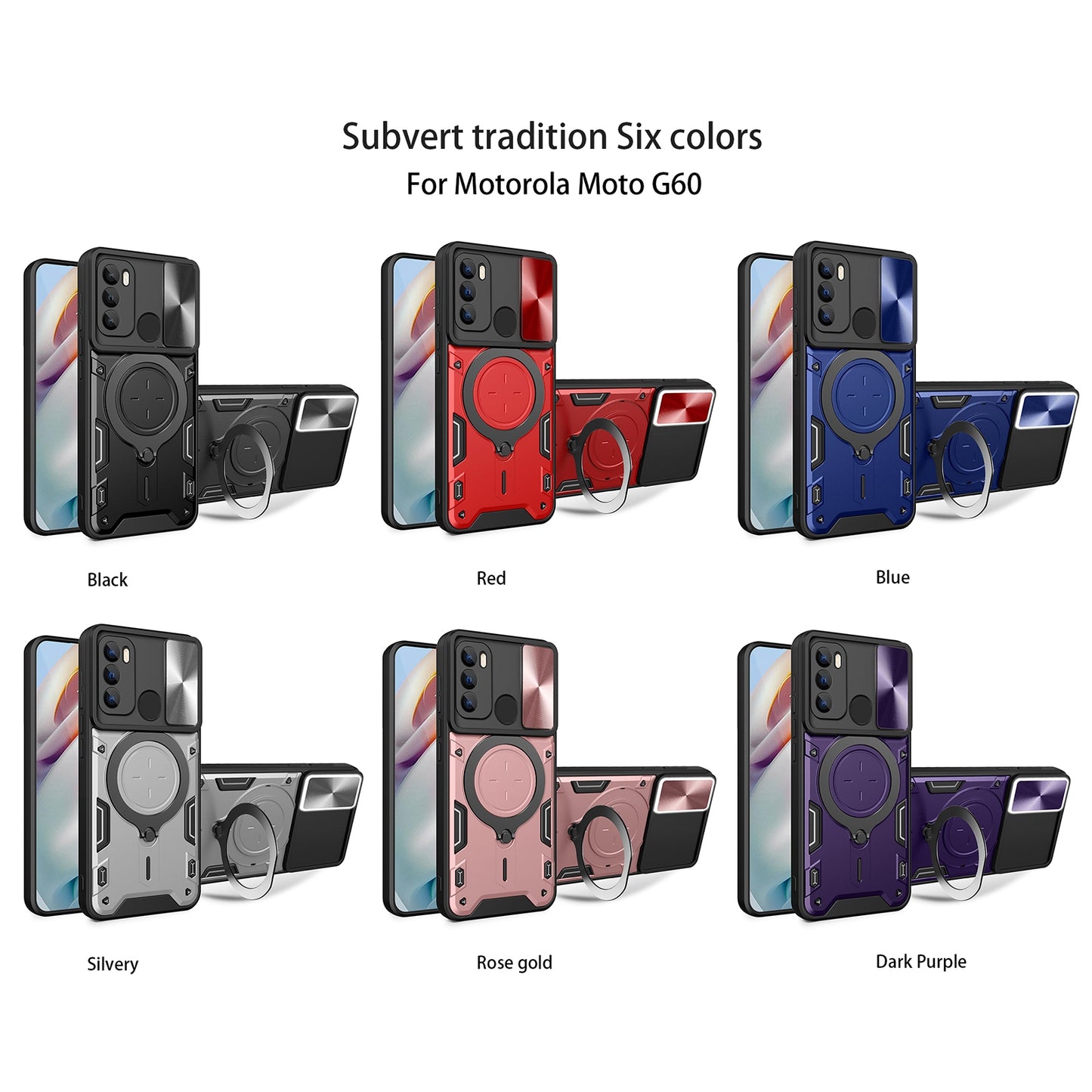 Motorola Moto G60 Magnetic Holder CD Texture Sliding Camshield Phone Case, TPU PC Shockproof Cover