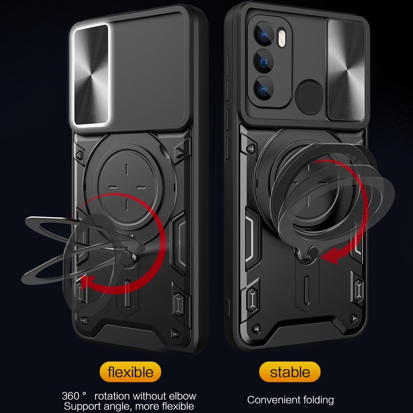 Motorola Moto G60 Magnetic Holder CD Texture Sliding Camshield Phone Case, TPU PC Shockproof Cover