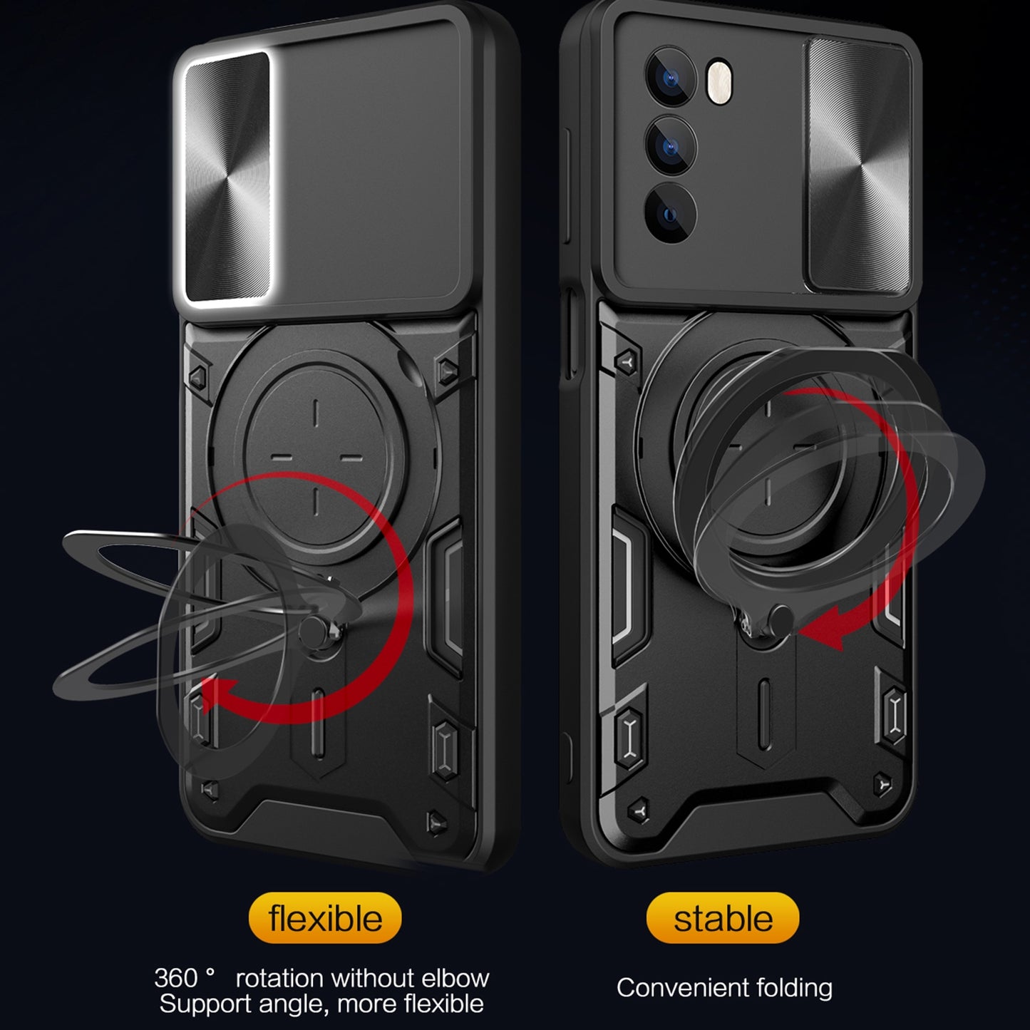Motorola Moto G62 Magnetic Holder CD Texture Sliding Camshield Phone Case, TPU PC Shockproof Cover