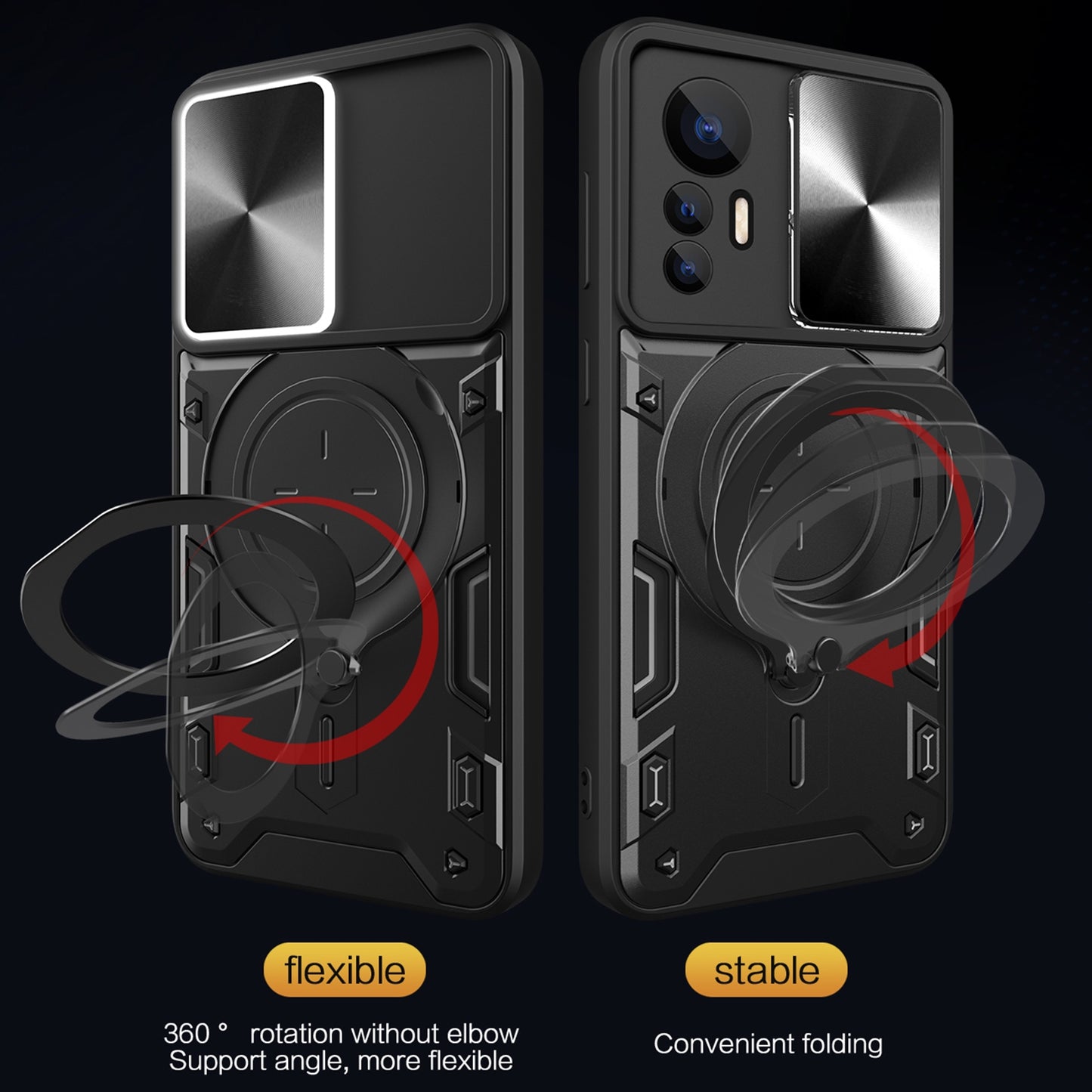 Motorola Edge 20 Pro Magnetic Holder CD Texture Sliding Camshield Phone Case, TPU PC Shockproof Cover