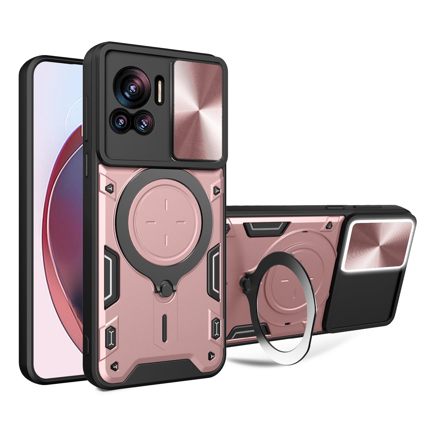 Motorola Edge 30 Ultra Magnetic Holder CD Texture Sliding Camshield Phone Case, TPU PC Shockproof Cover