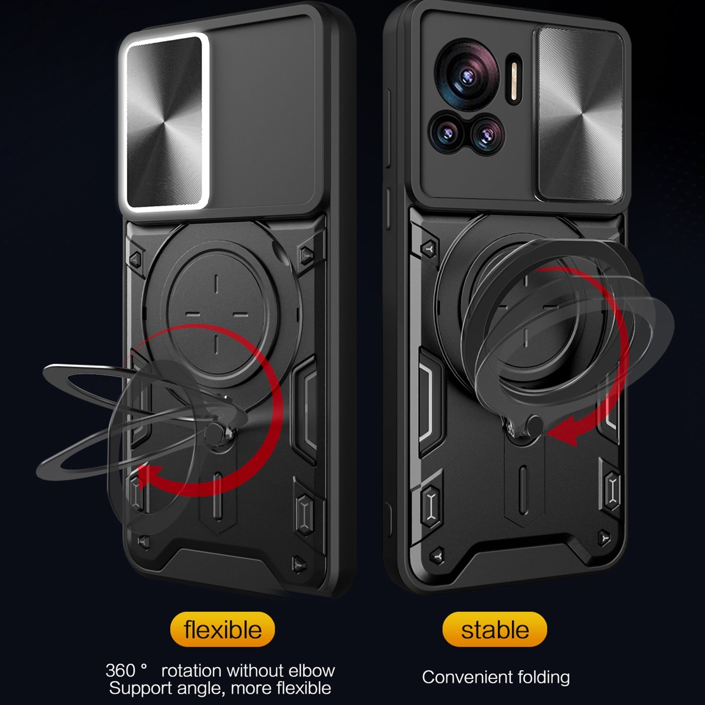 Motorola Edge 30 Ultra Magnetic Holder CD Texture Sliding Camshield Phone Case, TPU PC Shockproof Cover