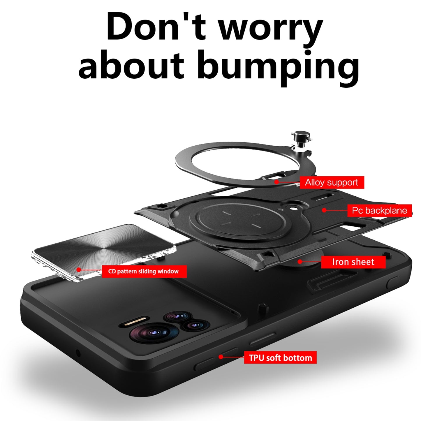 Motorola Edge 30 Ultra Magnetic Holder CD Texture Sliding Camshield Phone Case, TPU PC Shockproof Cover