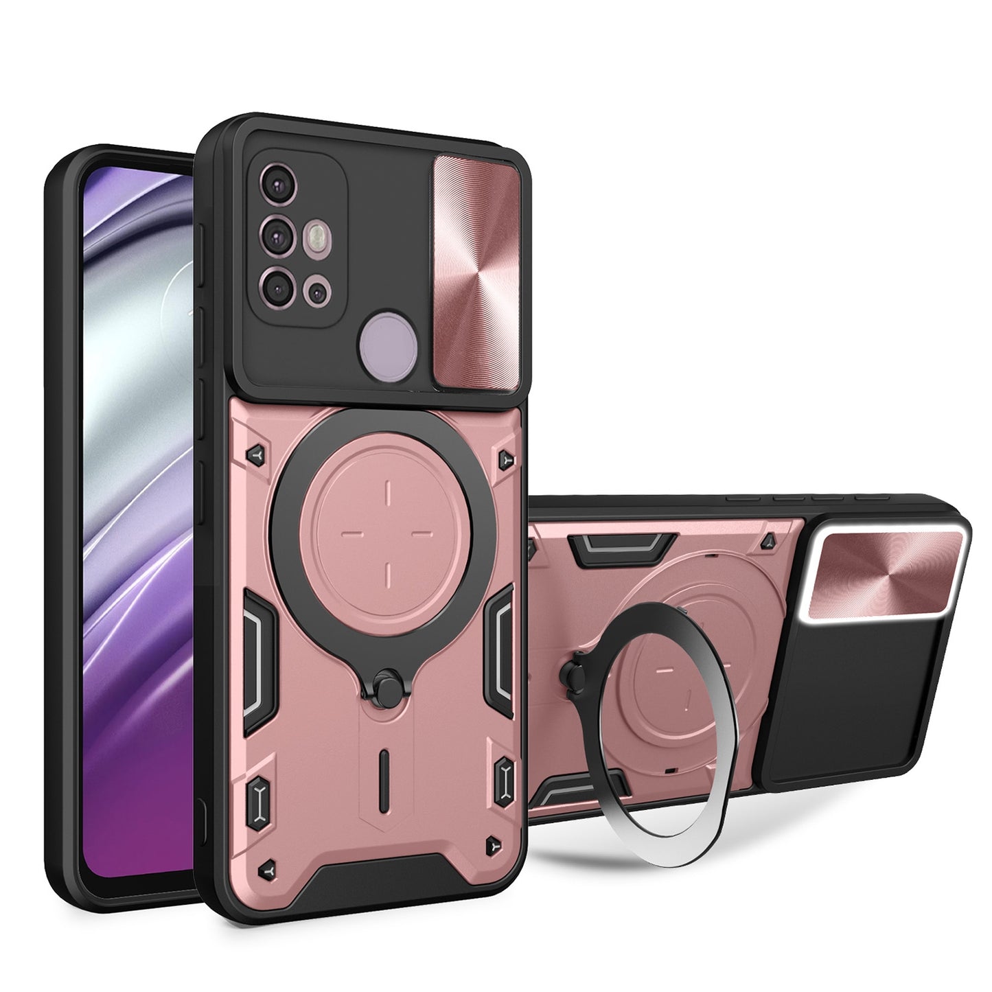 Motorola Moto G20 Magnetic Holder CD Texture Sliding Camshield Phone Case, TPU PC Shockproof Cover