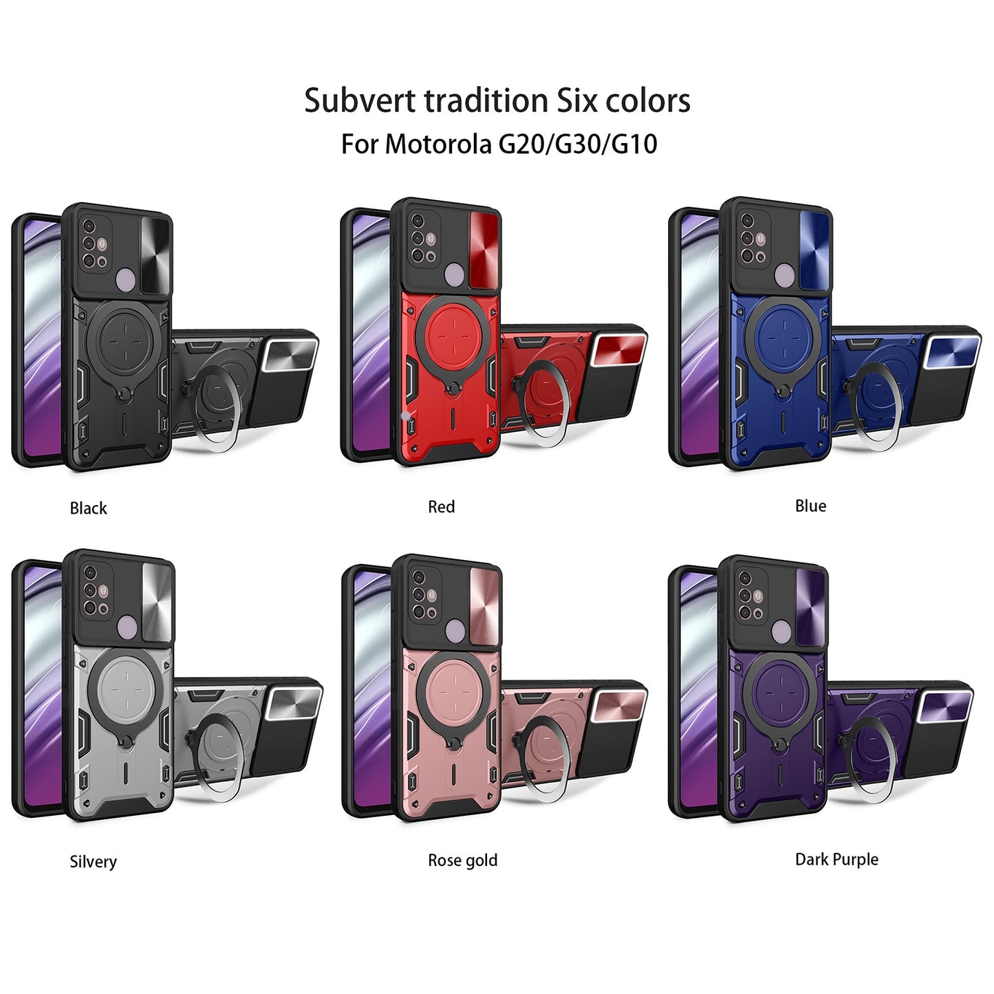 Motorola Moto G30 Magnetic Holder CD Texture Sliding Camshield Phone Case, TPU PC Shockproof Cover